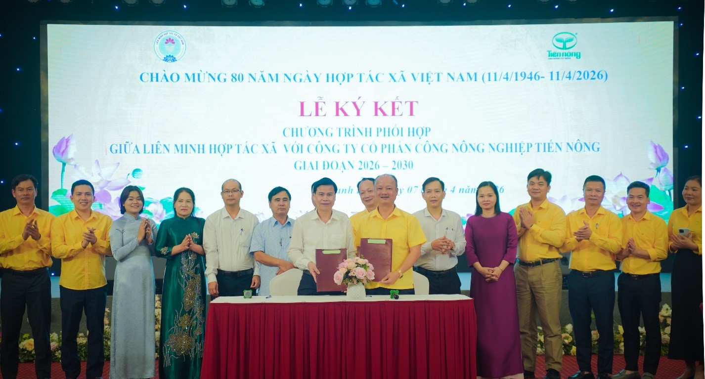 Tiến Nông ký kết hợp tác với Liên minh HTX Thanh Hóa, thúc đẩy phát triển chuỗi giá trị nông nghiệp